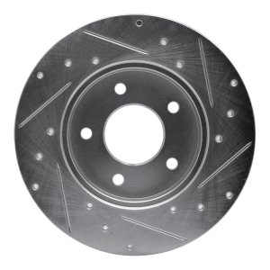 Buick LeSabre Brake Rotor (1) - Rear Left - R1 Concepts - Drilled & Slotted - Silver - `92-`05
